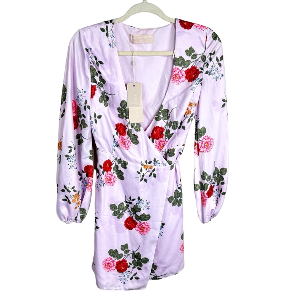 $170 NWT Keepsake Pretty One Wrap Dress Lilac Floral XS - Picture 5 of 14